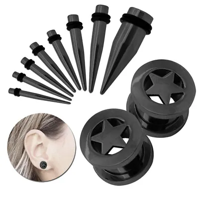 1 Set Or 1 Size Flesh Tunnel Ear Expander And Taper Expander Black Star 16-10mm • £3.44