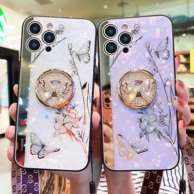 For IPhone 15 14 13 12 11 Pro Max XR 7/8 Flower Butterfly Cover Case With Strap • $15.03