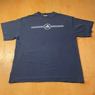Vintage Y2K Adidas XL Navy Blue Short Sleeve T-Shirt • $10.19