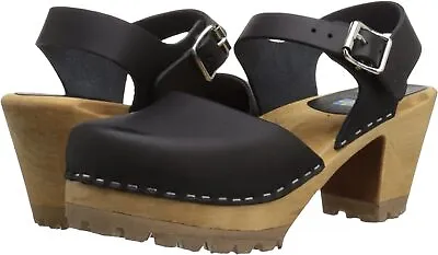 Women's Shoes MIA ABBA Leather Ankle Strap Clogs SW400T BLACK • $110