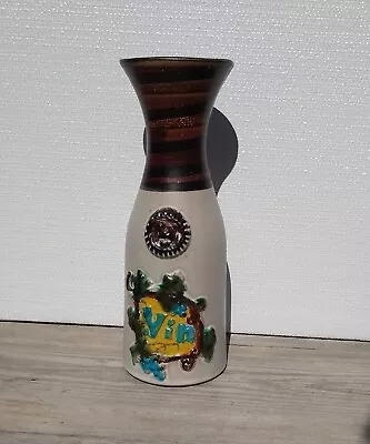 70s PACIFIC STONEWARE Inc. USA Wine Carafe Singed By B. Welsh 12  X 3 3/4  Color • $19.99