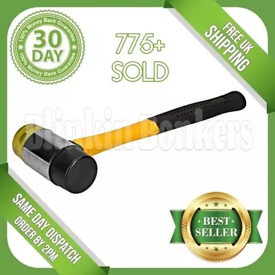 45mm Mallett Rubber Nylon Head Soft Double Face Hammer Fibreglass Handle Shaft • £7.89