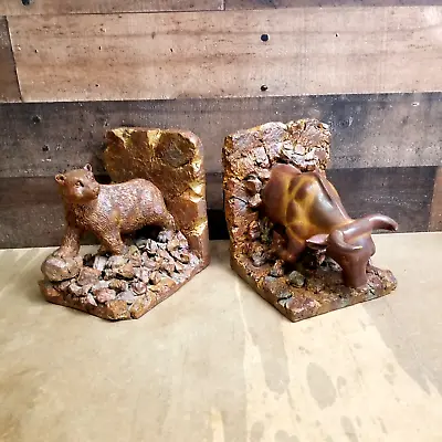 Wall Street Bookends Bull & Bear Heavy Resin With Felt Bottoms • $32.95