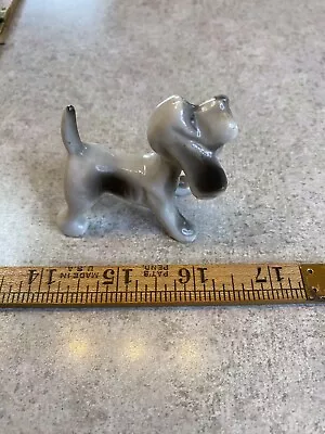 Porcelain Figurine Dog White W/ Black Long Ears Miniature Made In Occupied Japan • $12