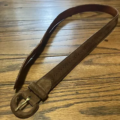 Polo Ralph Lauren Rustic Brown Suede &  Leather Belt SIZE 34 Italy • $48