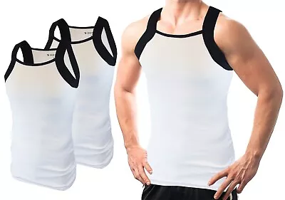 Different Touch 2 Pack Men's G-unit Tank Tops Square Cut Muscle Rib Accent Trim • $19.99