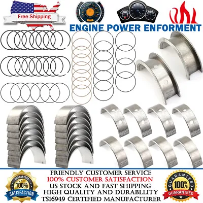Main & Rod Bearings Set & Piston Rings Kit For Chevy GMC LS Gen III IV 4.8L 5.3L • $106.29