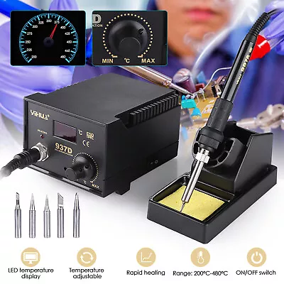 £36.99 • Buy 45W Soldering Iron Station Hot Air Digital Welding SMD Tool Stand W/5 Tips 937D