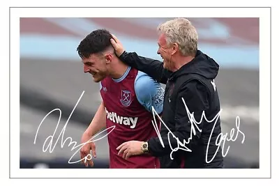 DECLAN RICE & DAVID MOYES Signed Autograph PHOTO Signature Gift Print WEST HAM • £3.79