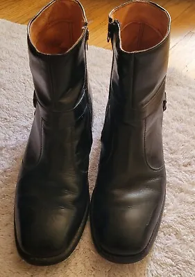 Stuart McGuire Side Zip Mens Leather Ankle Boots Black Size 9.5 B Vintage 1950'S • $32