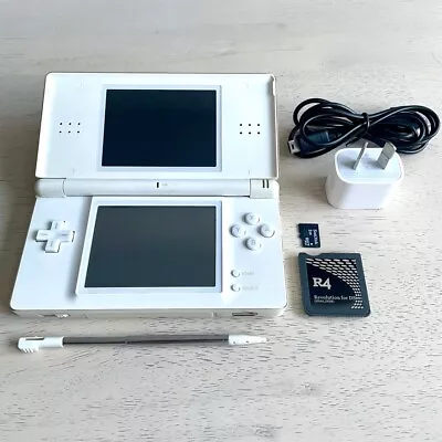 Nintendo DS Lite In White With USB Charger And R4 Cart (2GB) • $46