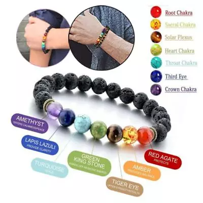 7 Chakra Reiki Prayer Healing Balance Bracelet 8mm Natural Beads Yoga Bracelets • $4.99