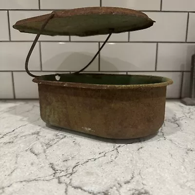 ANTIQUE ENAMELWARE Mint Green GRANITEWARE Covered Sink STRAINER 8.5  • $22