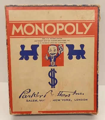 Vintage 1930's Monopoly Game W/Wooden Houes And  Rules For 1937  NO BOARD • $49.99