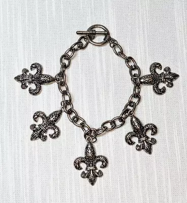 NWOT Fleur De Lis Saints Mardi Gras Charm Bracelet • $6