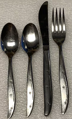 Superior Atomic Starburst Star Flatware 4-Pc Setting Dinner Fork Knife Spoon Lot • $23.98