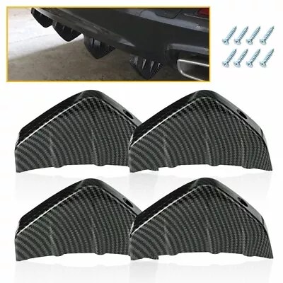 Universal Carbon Rear Bumper Diffuser Fins Spoiler Lip Splitter Kit ABS Plastic • $12.99