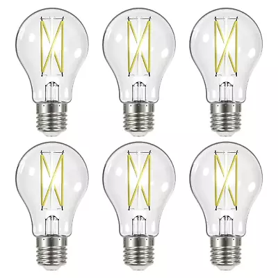 6 Pack Satco S12414 8W =60W Dimmable LED Filament A19 Clear E26 Base 2700K 120V • $35