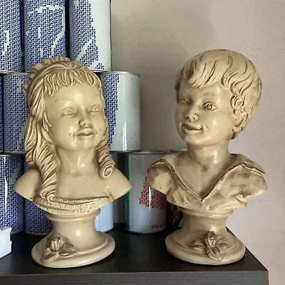 Vintage Universal Statuary Corp Chicago 22 S745B & S745G Boy And Girl Busts 1962 • $29.99