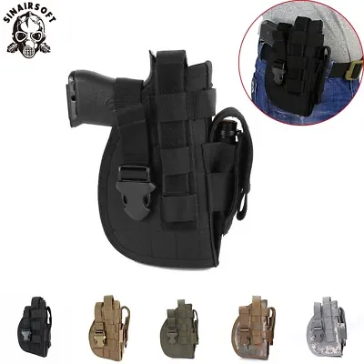 Tactical Molle Pistol Handgun Holster Waist Belt Military Gun Bag Magazine Pouch • £12.59