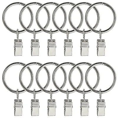 Curtain Rings W/ Clips Metal Curtain Clips Decoratice Drapery Rings 1.25  Dia. • $13.79