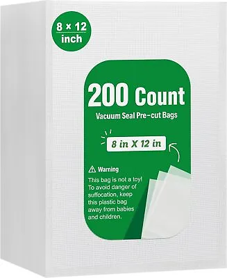 200 8 X12  Bags Food Magic Seal 4 Mil For Vacuum Food Storage Sealer Bags • $27.95