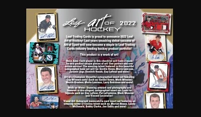$0.99 • Buy Dave Taylor 2022 Leaf Art Of Hockey 1 Case 10 Box Break