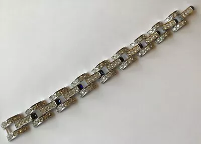 Nolan Miller Signed Blue And Clear Rhinestone Bracelet • $45