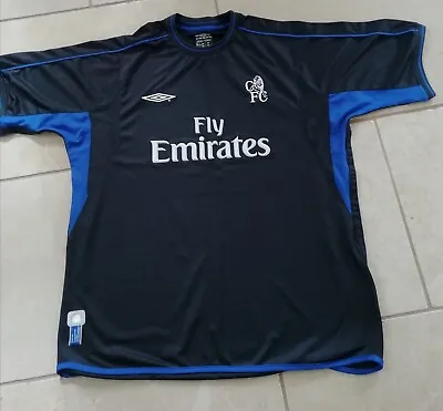 £25 • Buy Chelsea FC 2002 2003 Fly Emirates Away Black Shirt Jersey Camiseta Umbro  XXL. 