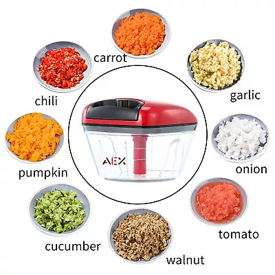 AEX Pull String Chopper Food Manual Vegetable Slicer Hand Blender Kitchen UK • £5.99