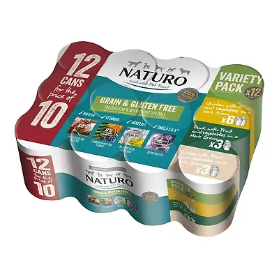 Naturo Adult Grain & Gluten Free Poultry Variety Wet Dog Food Cans - 12 X 390g • £16.53
