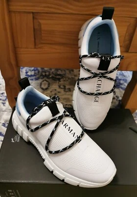 £75 • Buy New Women's ARMANI EXCHANGE AX White Knit Trainers Sneakers Shoes Size 6 39