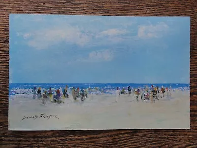 Original Oil On Board By Donald Fraser   Beach Scene    Excellent Condition • $65