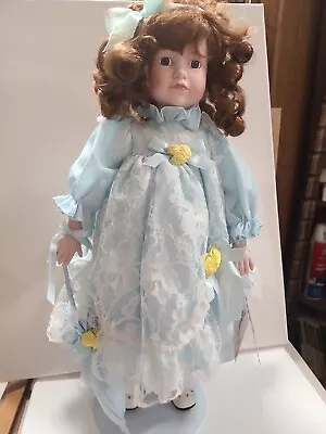 Marian Yu Designs 16 In Porcelain Doll With Blue Dress And Umbrella • $9.99