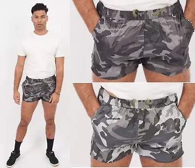 Mens CAMO Beach Swimming Shorts Swim Surf Board Trunks Swimwear Wear Quick Dry • £3.99