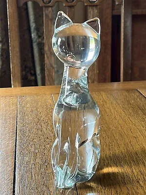 Vintage Signed Licio Zanetti Murano Glass Cat Figurine 8 3/8” • $65