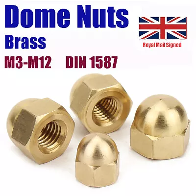 £1.19 • Buy M3 M4 M5 M6 M8 M10 M12 Brass Dome Nuts Hex Hexagon Domed Nuts Nut Din 1587 M3-12