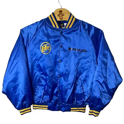 Nemesis Miller Lite “SHARK CITY” Sports Bomber Jacket Size 3XL Blue&Yellow • $24