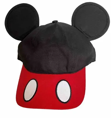 Disney Men’s Hat Cap Snap Back Black Red Mickey Mouse Ears Walt Disney World NWT • $18.45