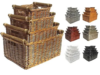 Full Willow Wicker Storage Basket Kitchen Log Xmas Gift Hamper Basket + Handles • £19.99