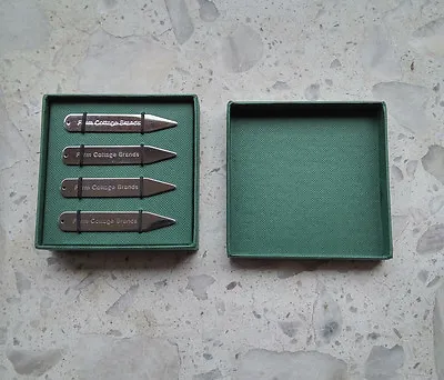 4 Stainless Steel Shirt Collar Stiffeners / Staysluxury Green Presentation Box • £10.49