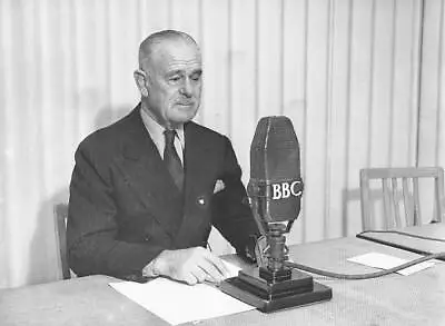 Lord Wavell Sitting At A Bbc Microphone 1947 Old Photo • $9