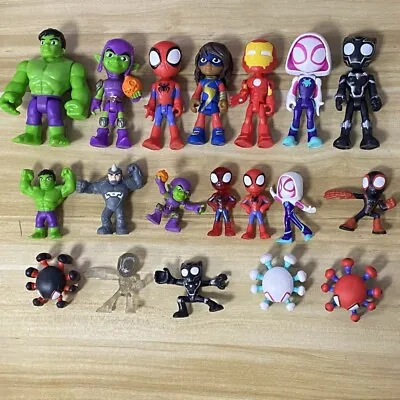 Lot Marvel Spidey & His Amazing Friends Hulk Goblin Trace-E Ghost Spider Figures • £22.79