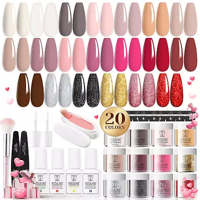 29PCS Dip Nails Powder Starter Kit 20 Colors Dip Powder Nail Kit Clear Nude Pin • $15.62