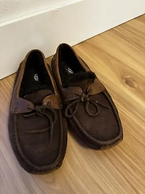 Ugg Australia Byron Men's Size 10 M Shearling Lined Leather Slippers Brown 5102 • $20