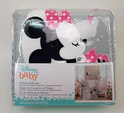 Disney Baby Minnie Mouse 4 Piece Nursery Crib Bedding Set Pink By Lambs & Ivy • $88.99