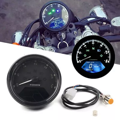 LCD Digital Odometer Speedometer Tachometer 12000RPM Gauge Motorcycle Universal • $40.67