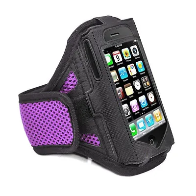 IPhone 4 4S Purple Strong ArmBand Case Cover For SPORTS GYM BIKE JOGGING RUNNING • £3.25