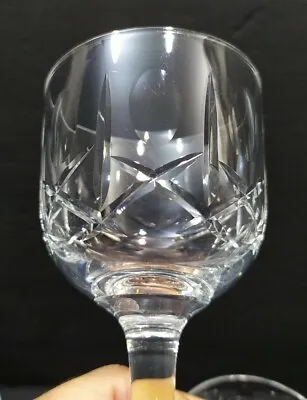 Lot 4 Vintage Cut Glass Cordial Clear Crystal Glasses Thumbprint X Symbol  • $18.97