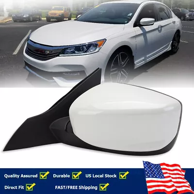 Pearl White Side Mirror Left Driver Manual Fold For Honda Accord 4DR Sedan 14-17 • $46.33